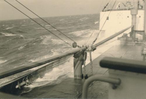 Handelsschiff Werratal Februar 1953 bei Windstärke 10 im Mittelmeer