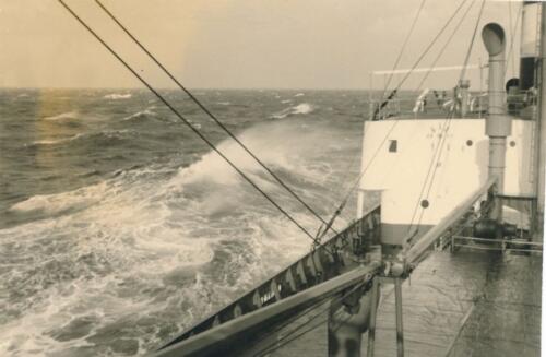 Handelsschiff Werratal Februar 1953 bei Windstärke 10 im Mittelmeer